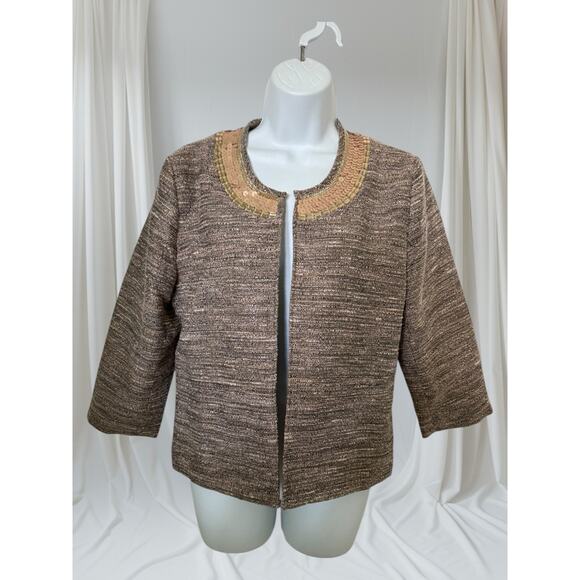 A Collection Women’s Metallic Tweed Jacket Blazer Embellished  Size 44 (14) - Picture 1 of 10